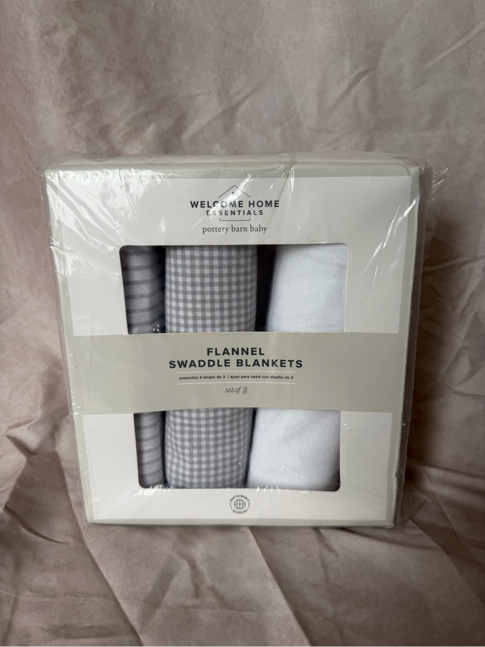 Pottery Barn Kids Flannel Swaddle Blankets - Gray & White